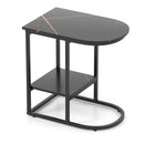 C-shaped Modern Sofa Side Table with Faux Marble Tabletop and Storage Shelf by LJGDeals