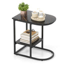 C-shaped Modern Sofa Side Table with Faux Marble Tabletop and Storage Shelf by LJGDeals