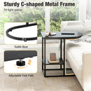 C-shaped Modern Sofa Side Table with Faux Marble Tabletop and Storage Shelf by LJGDeals