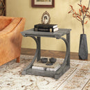 C-shaped 24 Inch 2 Tier Square End Table Sofa Side Table-Grey by LJGDeals