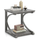 C-shaped 24 Inch 2 Tier Square End Table Sofa Side Table-Grey by LJGDeals