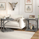 C-shaped 24 Inch 2 Tier Square End Table Sofa Side Table-Grey by DirectDeals