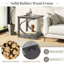 C-shaped 24 Inch 2 Tier Square End Table Sofa Side Table-Grey by DirectDeals