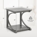 C-shaped 24 Inch 2 Tier Square End Table Sofa Side Table-Grey by DirectDeals