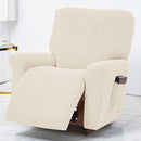 Polar Fleece Recliner Chair Cover, 4-Piece Soft Plush Slipcover with Pocket for Reclining Chairs