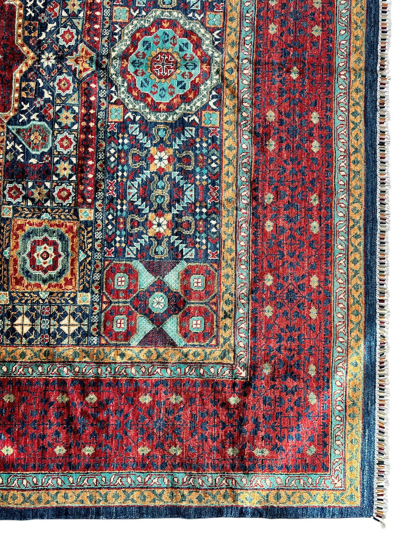 Hand-Knotted Mamluk Wool Rug – 8'4" x 9'9" – Intricate Geometric Masterpiece