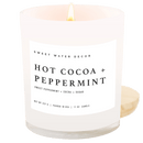 Hot Cocoa and Peppermint Soy Candle - White Jar - 11 oz