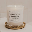White Tea and Jasmine Soy Candle - White Jar - 11 oz by Sweet Water Decor