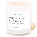 White Tea and Jasmine Soy Candle - White Jar - 11 oz by Sweet Water Decor