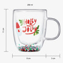 Christmas Glass Coffee Mug Set of 2 Mugs