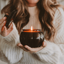 Hello Fall Soy Candle - Amber Glass Pumpkin Jar - 20 oz by Sweet Water Decor