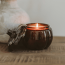 Hello Fall Soy Candle - Amber Glass Pumpkin Jar - 20 oz by Sweet Water Decor