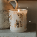 Gold Floral Soy Candle - White Translucent Tinted Glass Jar - 12 oz (Fresh Apple Blossom)