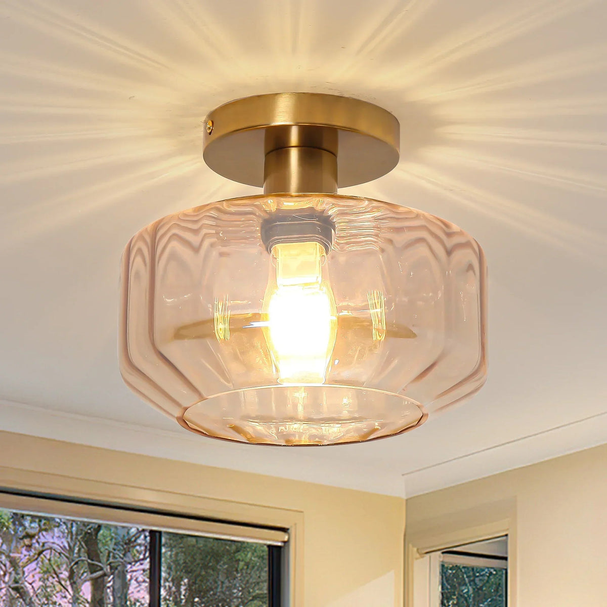 9 Inch Gerald 1-Light Semi-Flush Mount Ceiling Light, photo 4 of 11
