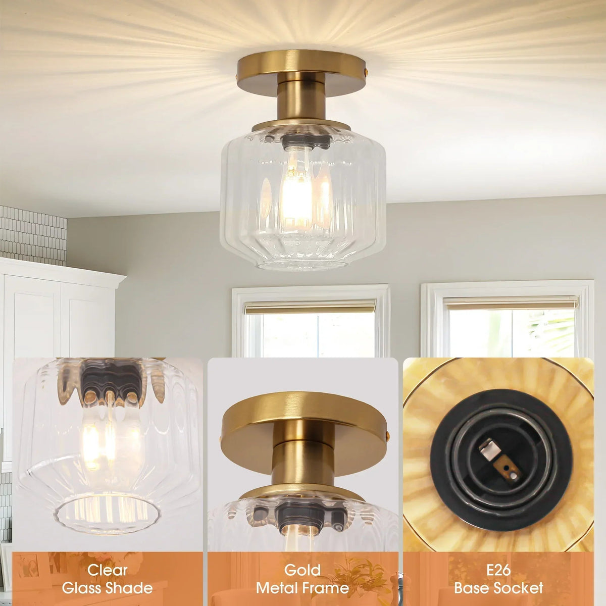 6 Inch Marico 1-Light Semi-Flush Mount Ceiling Light, photo 9 of 13