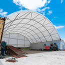 40x40x13 ft Container Shelter with Closed Back Panel