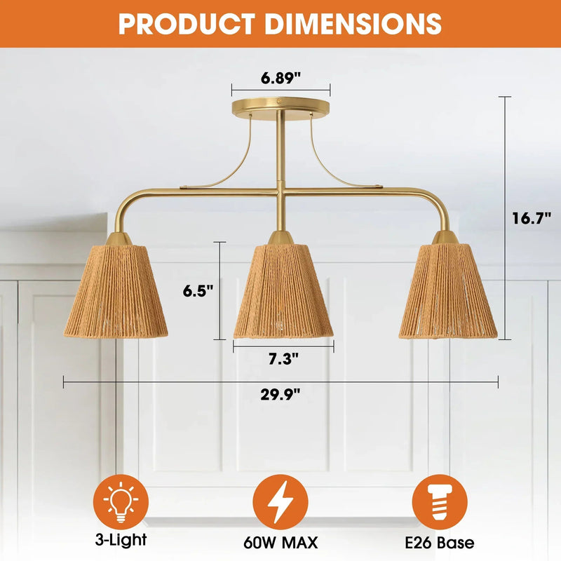 30 Inch Paddy 3-Light Chandelier, photo 7 of 10