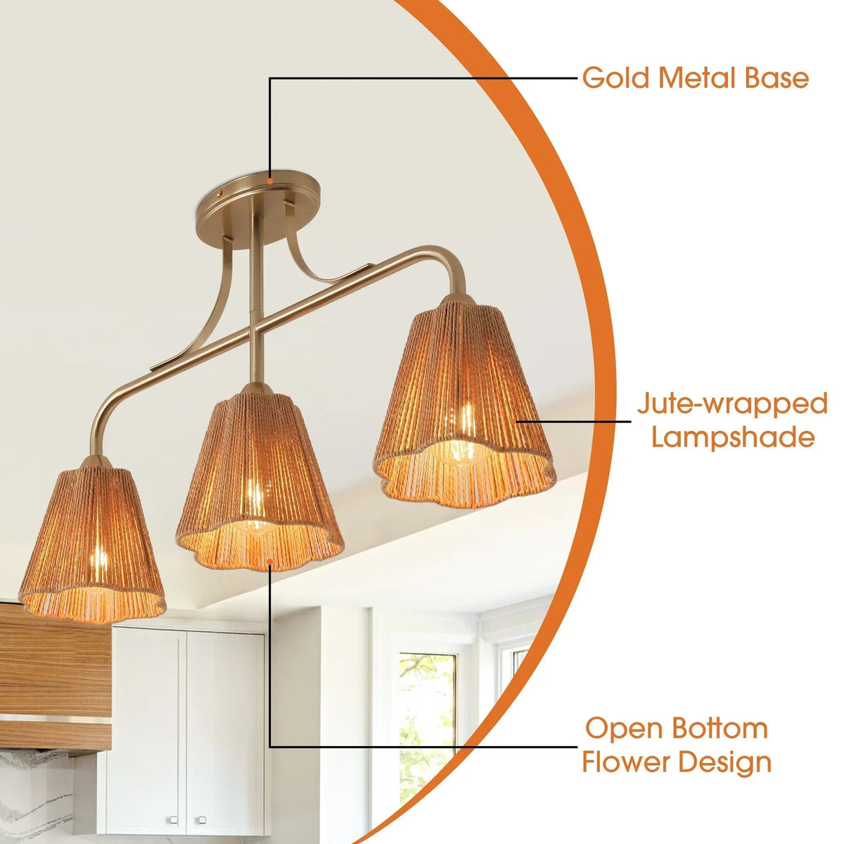 30 Inch Paddy 3-Light Chandelier, photo 5 of 10