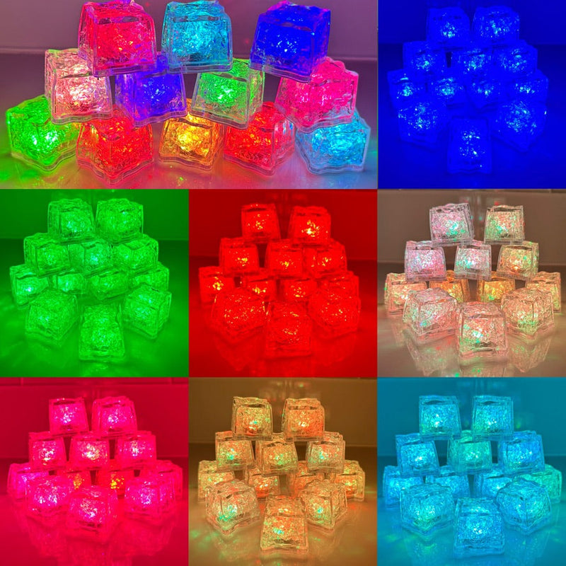 REVO Multi Color 8 Mode LED Light Up Ice Cube | One cube makes 7 colors | 12 pack