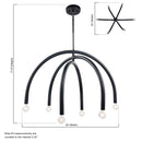 Caboche Mid-Century Modern Black Dimmable 6-Light Chandelier