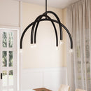 Caboche Mid-Century Modern Black Dimmable 6-Light Chandelier