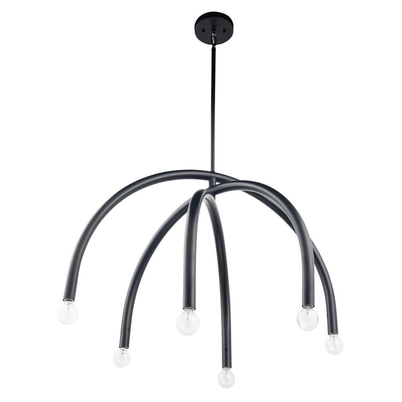 Caboche Mid-Century Modern Black Dimmable 6-Light Chandelier