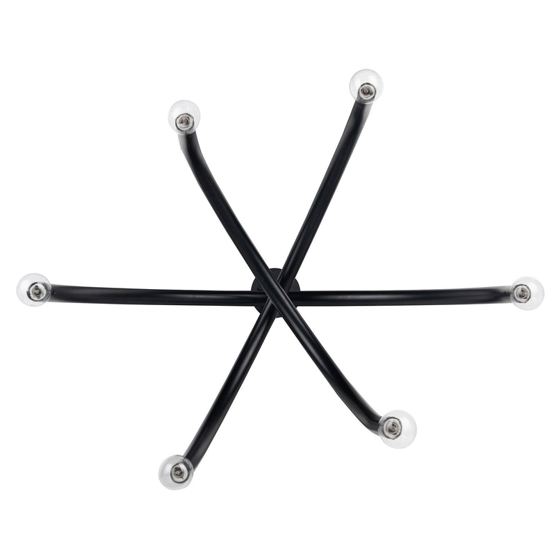 Caboche Mid-Century Modern Black Dimmable 6-Light Chandelier