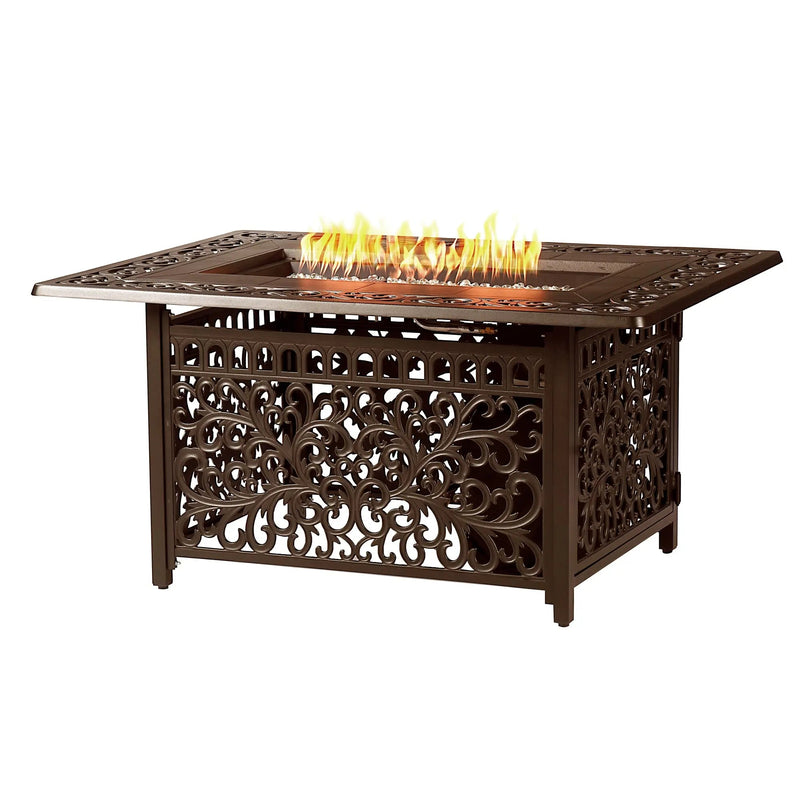 Aluminum 48-in Rectangular Propane Fire Table, Beads, Covers and Lid