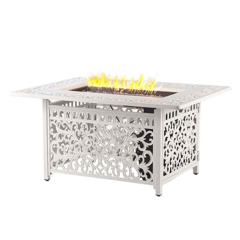 Aluminum 48-in Rectangular Propane Fire Table, Beads, Covers and Lid