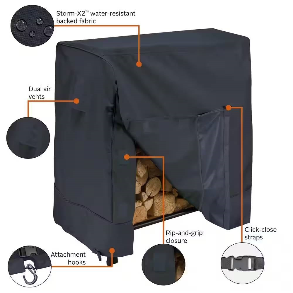 Black Firewood Rack Cover - Fits 4-ft. Log Racks, photo 2 of 5