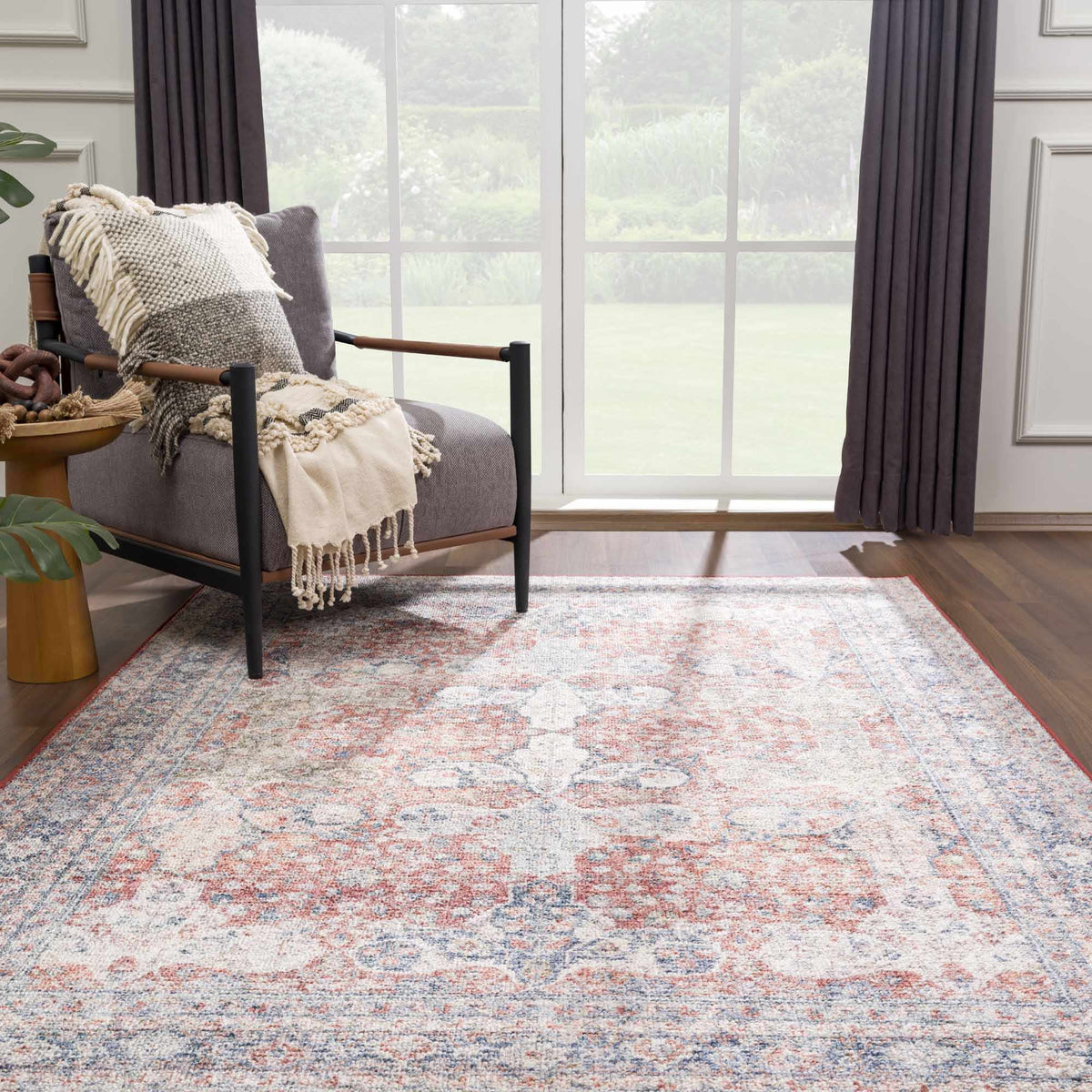 Ambre Washable Area Rug, installed in a room