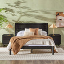 Cama Slatted Headboard Mid-Century Modern Solid Wood Bed