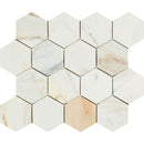 Calacatta Gold Marble Octagon w/ Black Dot Honed Tile