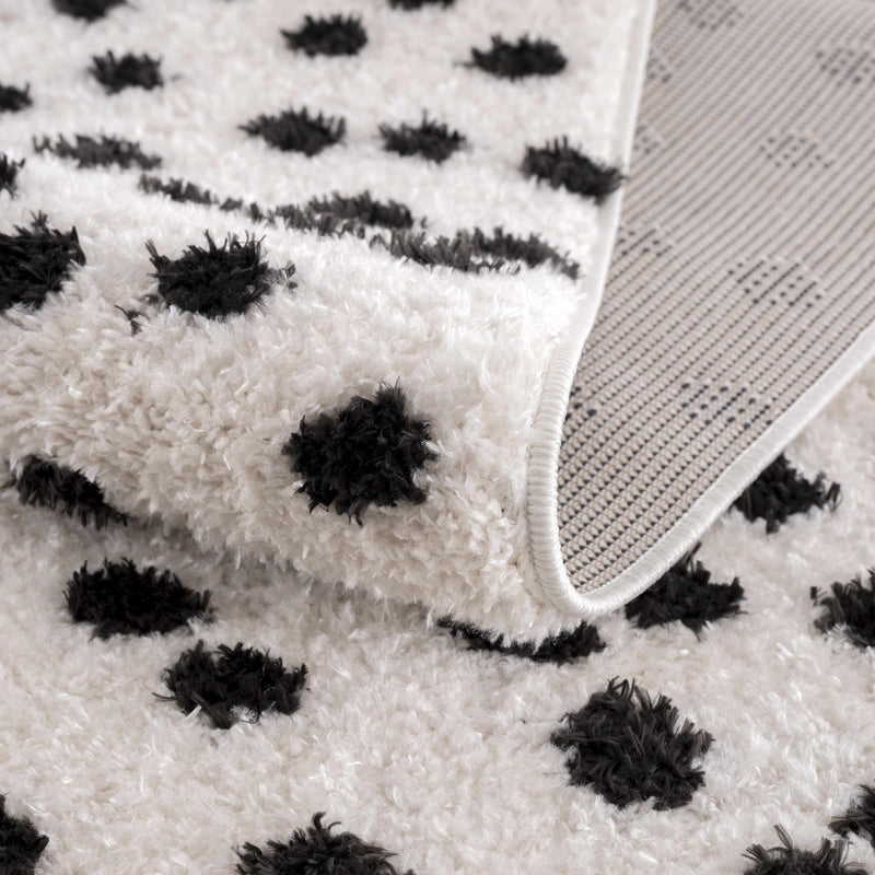 Cansu Black & White Dotted Area Rug