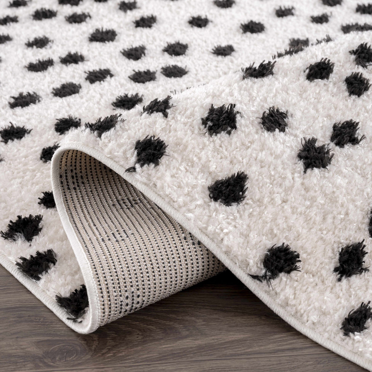 Cansu Black & White Dotted Area Rug, photo 10 of 19