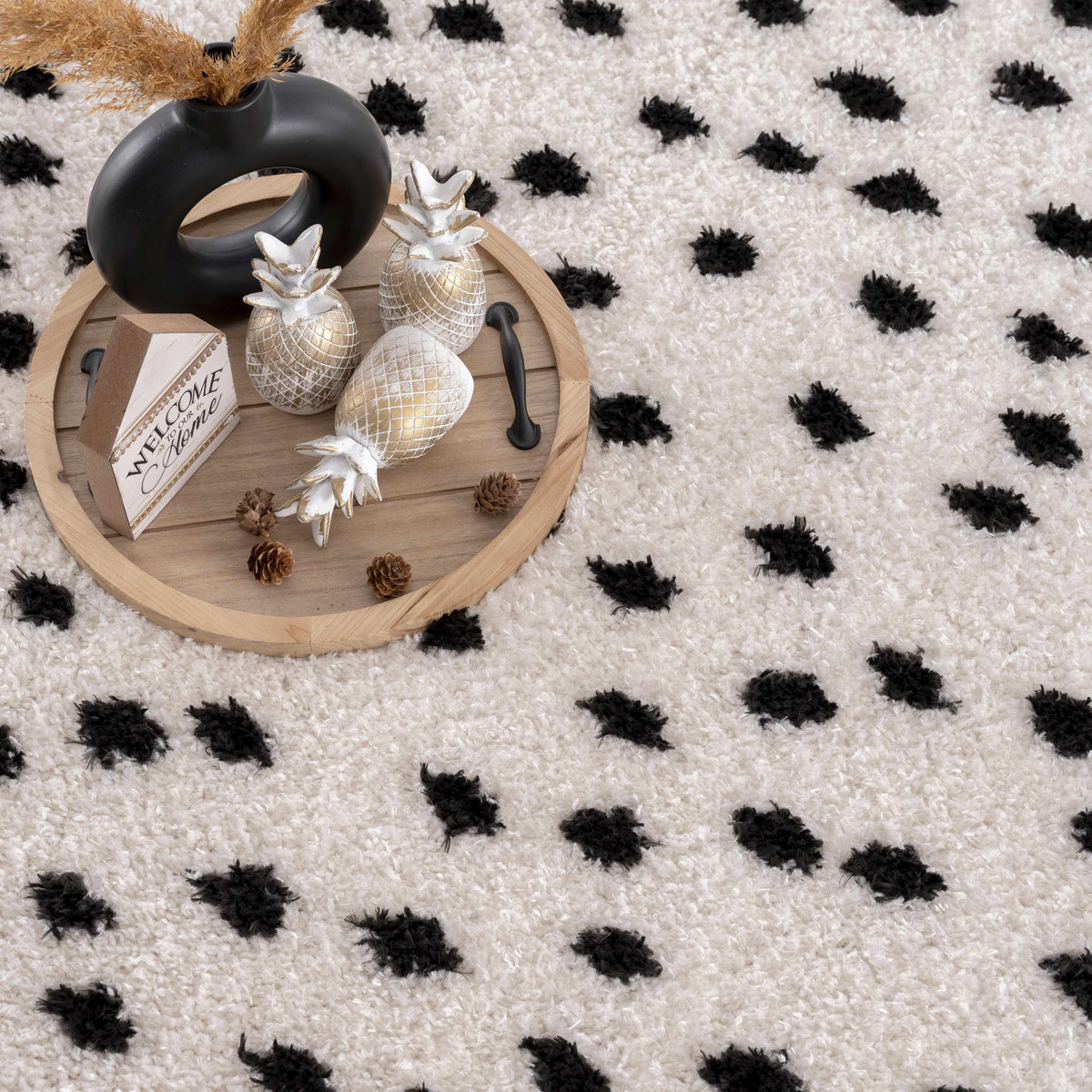 Cansu Black & White Dotted Area Rug, photo 14 of 19