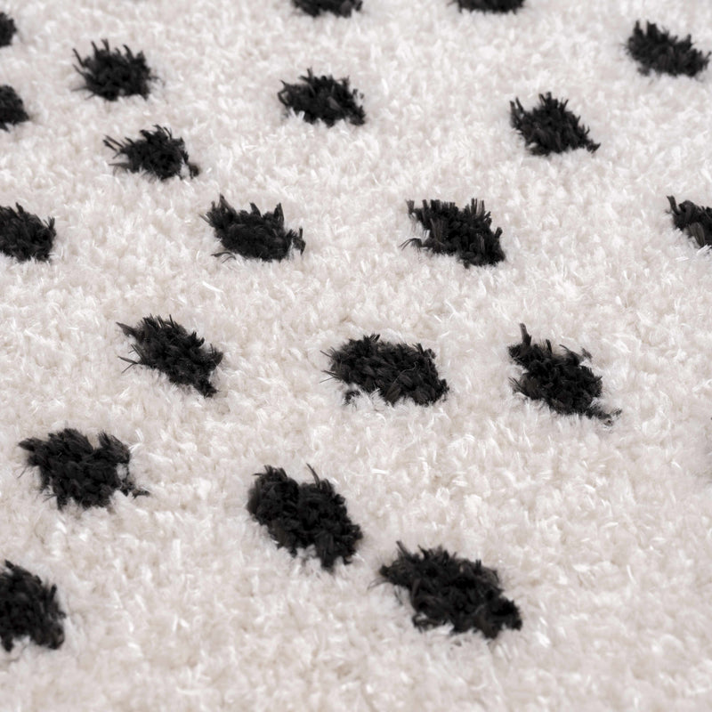 Cansu Black & White Dotted Area Rug