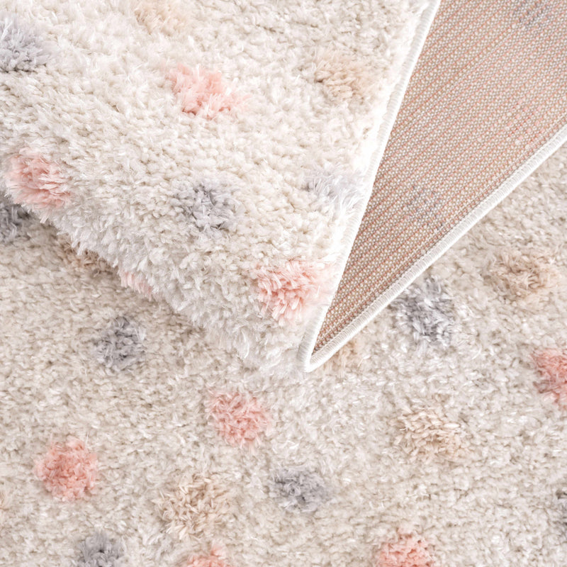 Cansu Pink & Cream Dotted Area Rug