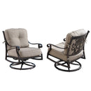Aluminum 44-in Round Patio Fire Table Set with Swivel Rocking Chairs