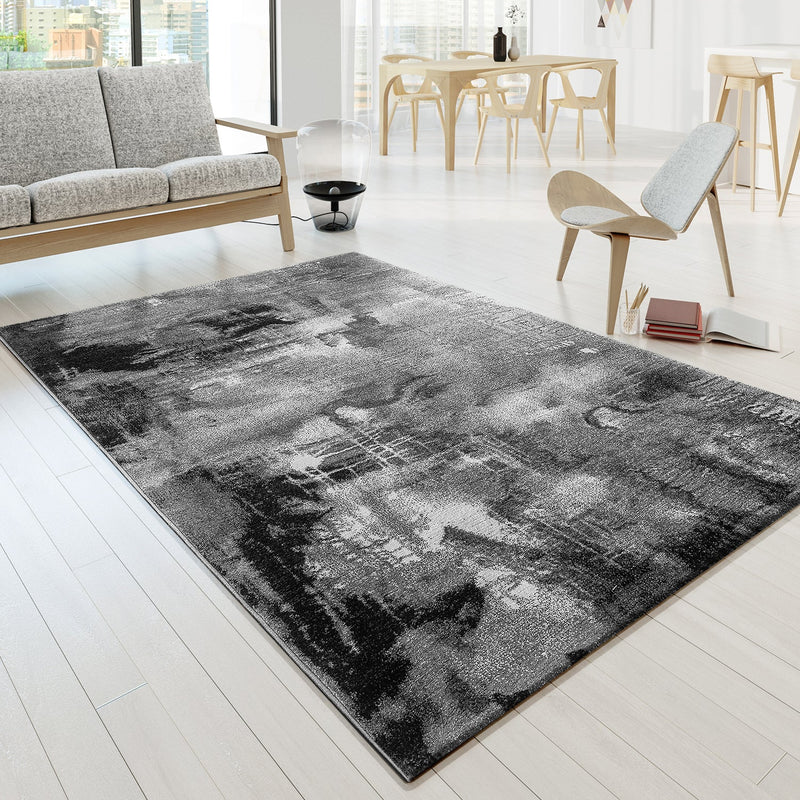 Modern Area Rug Canvas Artful Design in Grey