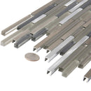 Gray 12x12 Brick Glossy Matte Glass Metal Mosaic Tile (5 pack, 4.83 sq ft/case) - Sample
