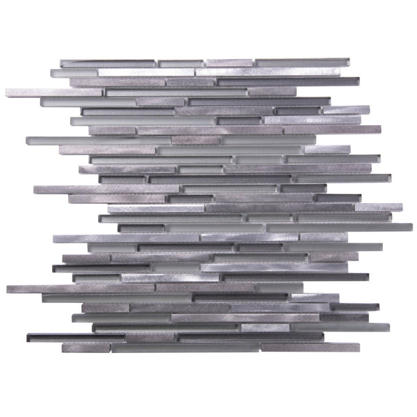 Gray 12x12 Glossy Matte Brick Glass Metal Mosaic Tile (5 pack, 4.83 sq ft/case), photo 2 of 6
