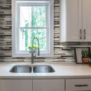Gray White 12x12 Polished Matte Brick Glass Stone Mosaic Tile (5 pack, 4.83 sq ft/case) - Sample