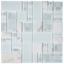 Pearl White 12x12 Polished Matte Textured Versailles Glass Stone Mosaic Tile (5 pack, 4.75 sq ft/case)