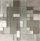 Light Gray 12x12 Polished Matte Textured Multi-shaped Glass Stone Mosaic Tile (5 pack, 4.75 sq ft/case) - Sample