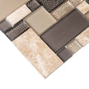 Brown 12x12 Polished Matte Textured Multi-shaped Glass Stone Mosaic Tile (5 pack, 4.75 sq ft/case)