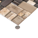 Brown 12x12 Polished Matte Textured Multi-shaped Glass Stone Mosaic Tile (5 pack, 4.75 sq ft/case)