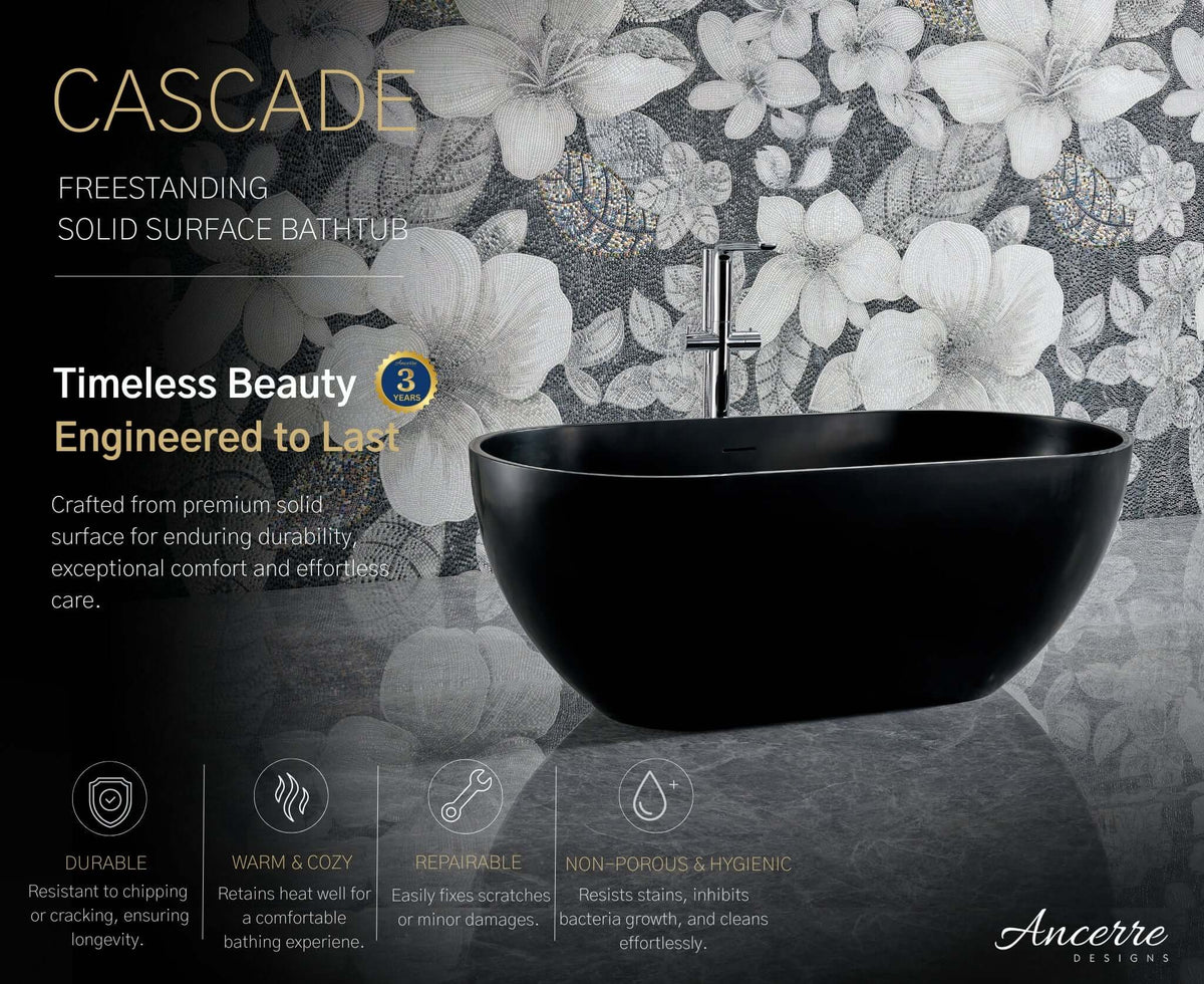 Cascade 59” Freestanding Solid Surface Bathtub, photo 19 of 25