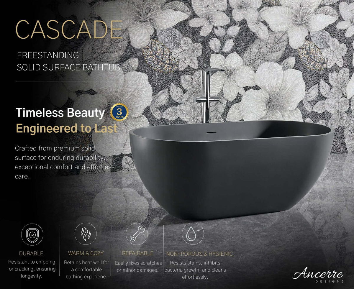 Cascade 59” Freestanding Solid Surface Bathtub, photo 11 of 25