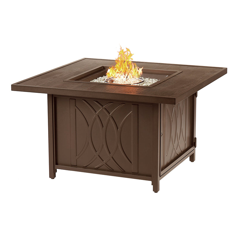 Aluminum 42-in Square Propane Fire Table with Beads, Covers and Lid